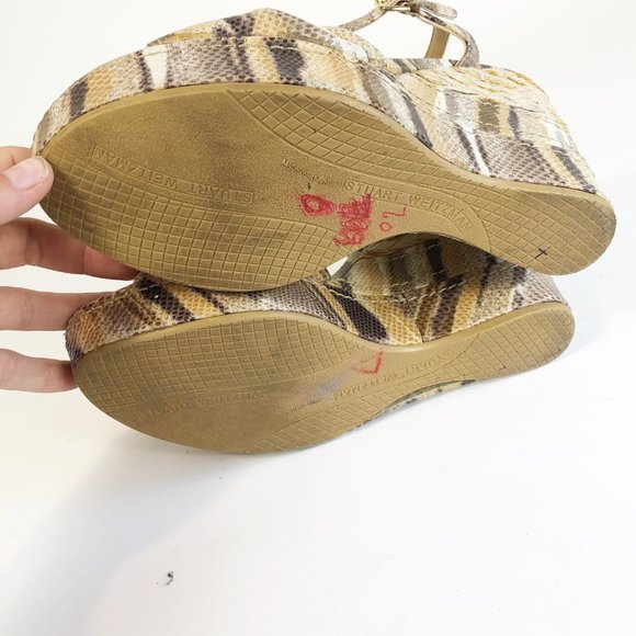 Stuart Weitzman Open Toe Platform Wedge Sandals 10 - Picture 10 of 10